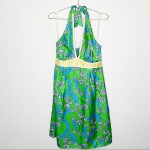Lilly Pulitzer Green and Blue Halter Dress